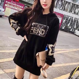 ÁO HOODIE NỈ NHUNG CHỮ FENDI QUẢNG CHÂU