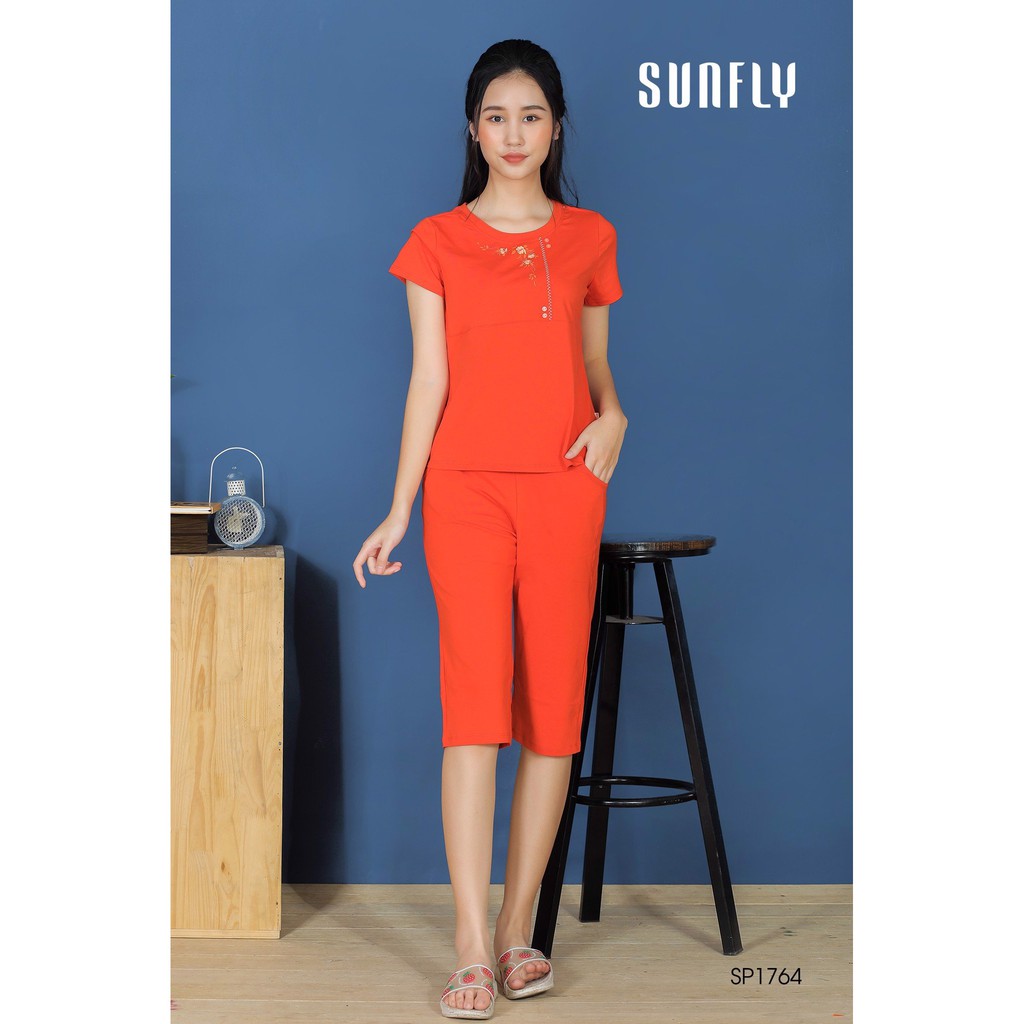 Đồ bộ mặc nhà áo cộc tay quần lửng Sunfly SP1764 | BigBuy360 - bigbuy360.vn