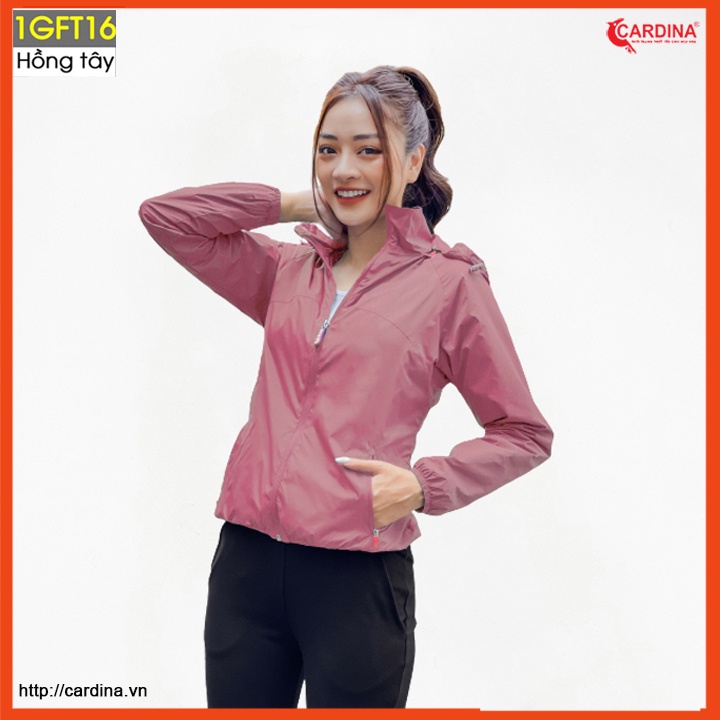 Áo gió nữ CARDINA chất gió trơn 2 lớp lót lưới cao cấp dáng thể thao cản gió cản bụi chống nước 1GFT