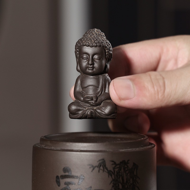 Thác khói trầm hương cổ tự tháp chuông phật như lai tọa thiền trong lồng kính tặng 3 nụ trầm