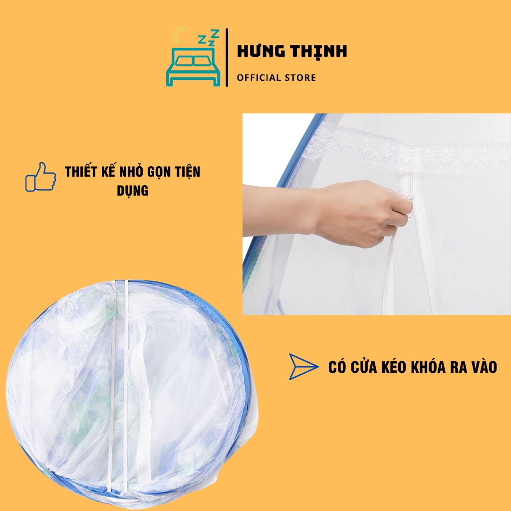 Màn chụp tự bung xếp gọn thông minh chống muỗi cao cấp cho người lớn 1m2 1m4 1m6 1m8 2m2 x 2m