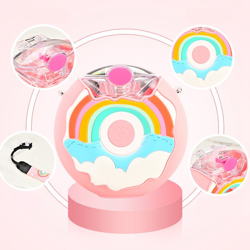 Bình Đựng Nước Hình Bánh Donut Có Dây Đeo Chống Rơi Dành Cho Bé