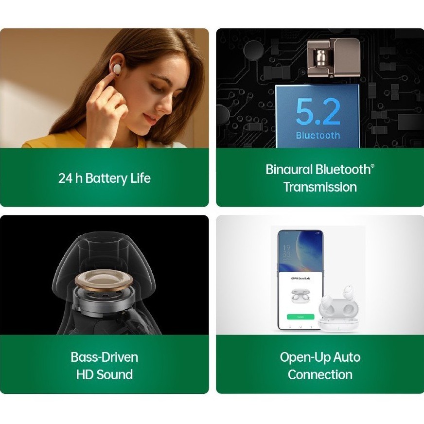 OPPO ENCO Buds In-Ear Wireless Earbuds Bluetooth 5.2 Sports Wireless Earphones