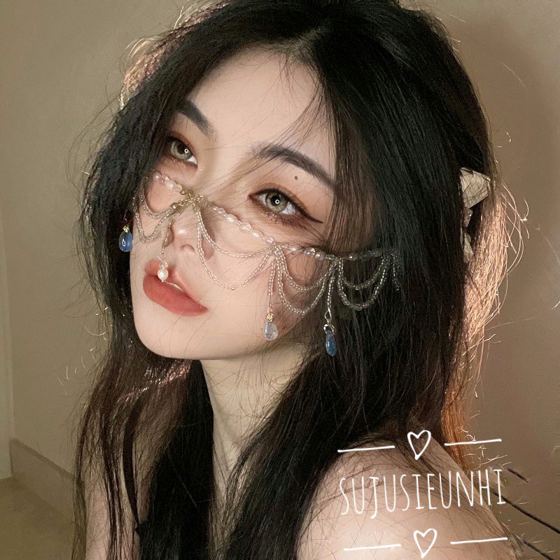 Vòng ngọc tua rua đeo đầu/trang trí trán cosplay cổ phong