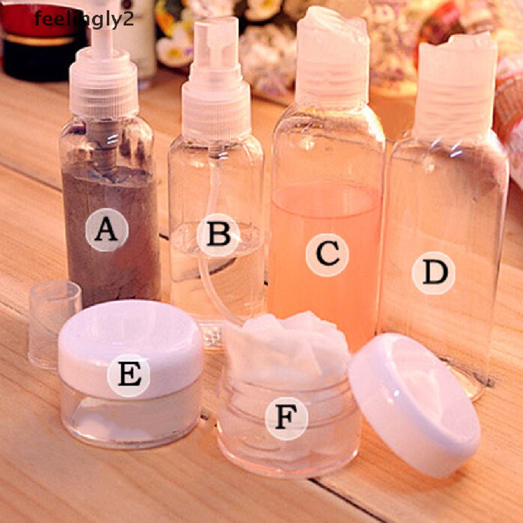 1 Set 6 Chai Nhựa Rỗng Đựng Mỹ Phẩm / Kem / Nước Hoa Dạng Xịt Tiện Dụng Khi Đi Du Lịch