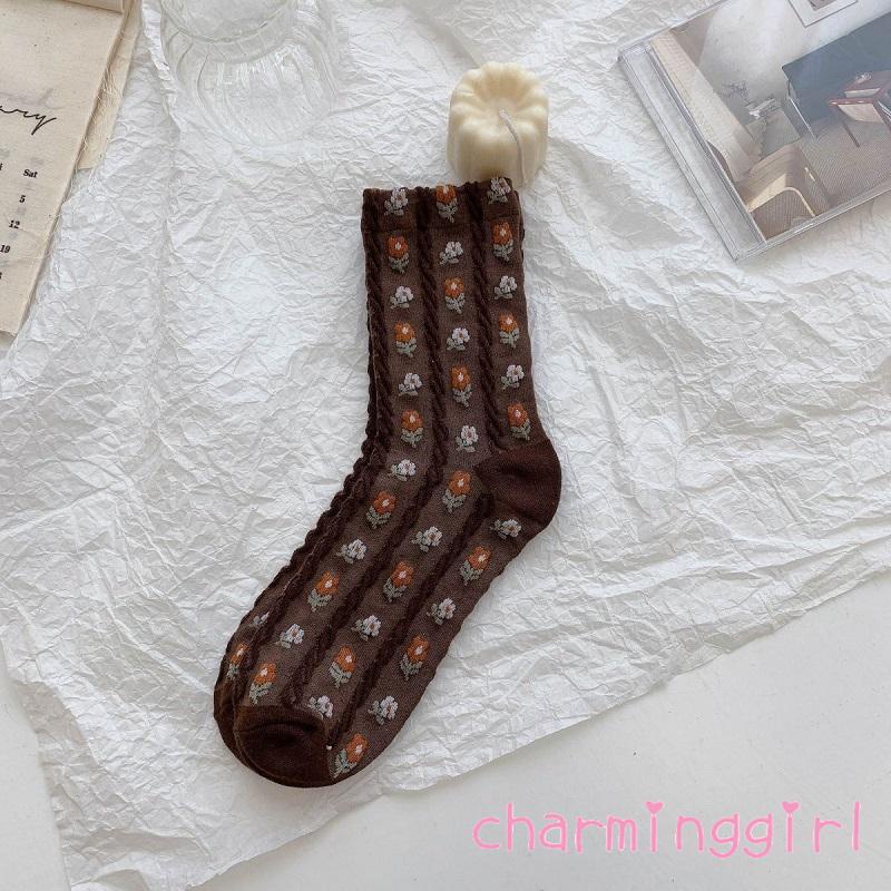 Vớ cổ cao nhiều họa tiết phong cách vintage xinh xắn cho nữ