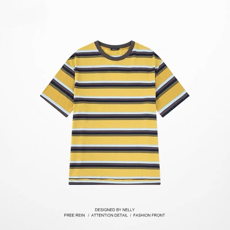 Áo thun kẻ mix màu NELLY size XL form to