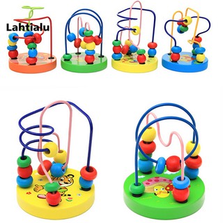 Lahtialu Cartoon Pattern Colorful Wooden Beads Line Maze Baby Kids Educational Toy Gift