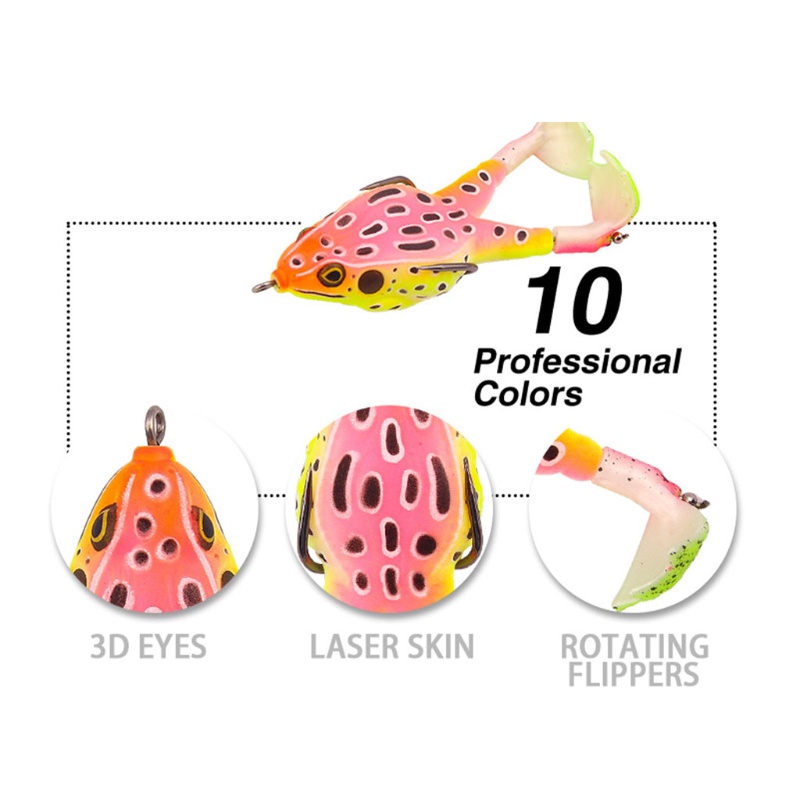 QQ Mồi Câu Cá Giả Hình Ếch Bằng Silicone Mềm Nhiều Màu Sắc