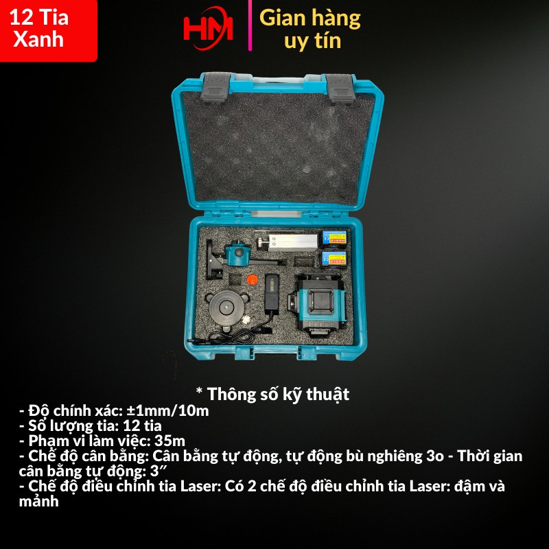 Máy cân bằng laser, bắn cốt 12 tia xanh HABCO