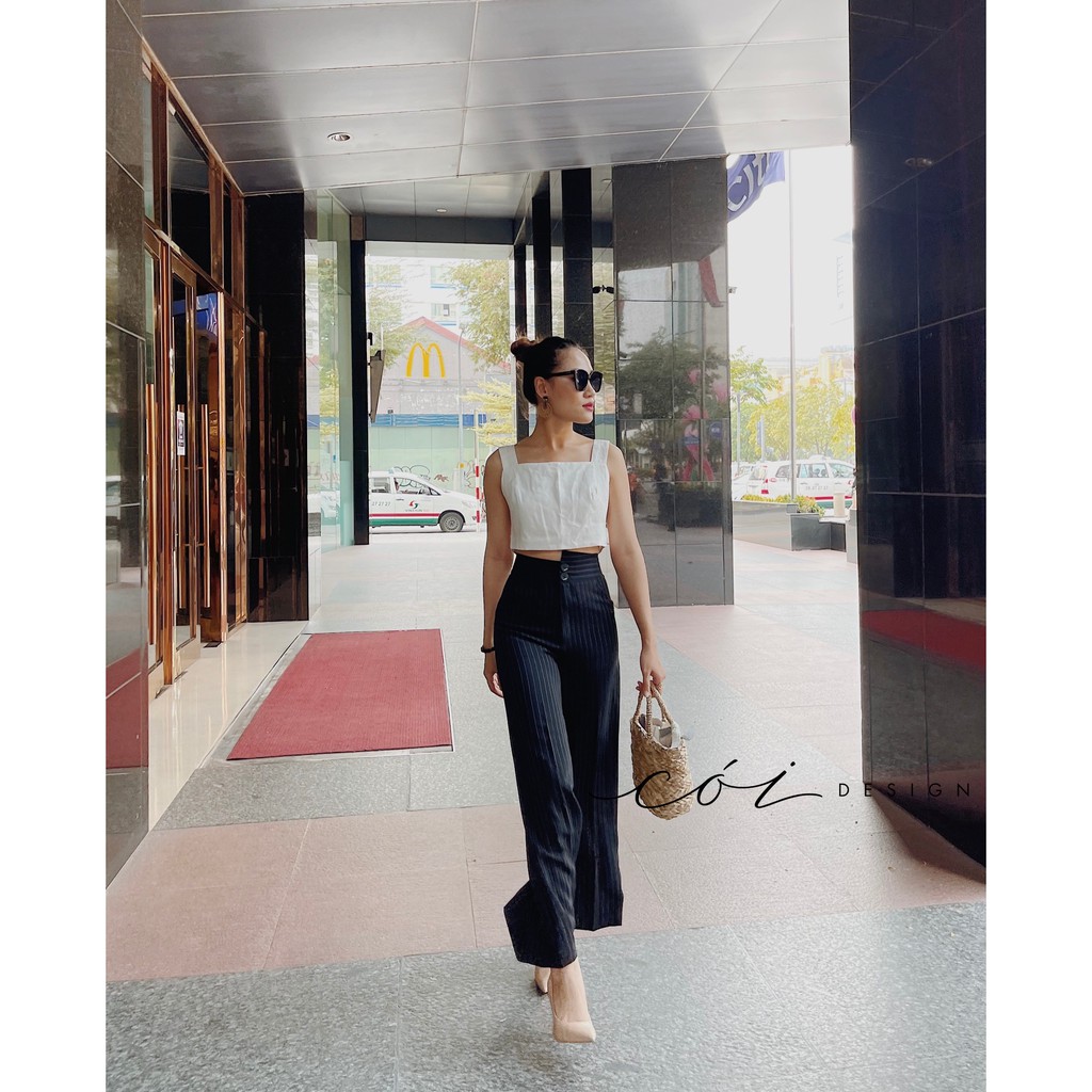 Quần lệch đai nhấn eo Cói Design