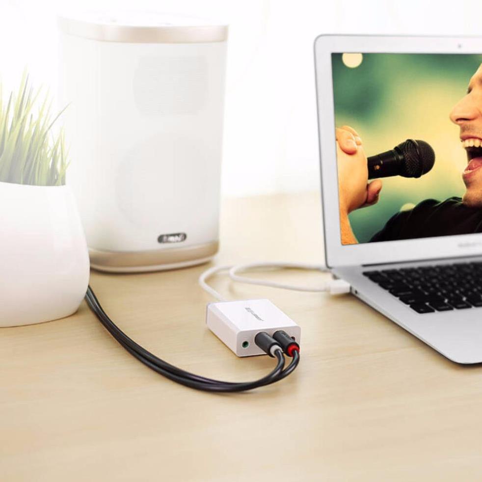 Bộ chuyển âm thanh USB ra 2 đầu 3.5mm  và 2 đầu hoa sen  dài 1M UGREEN 30521 PKCNH