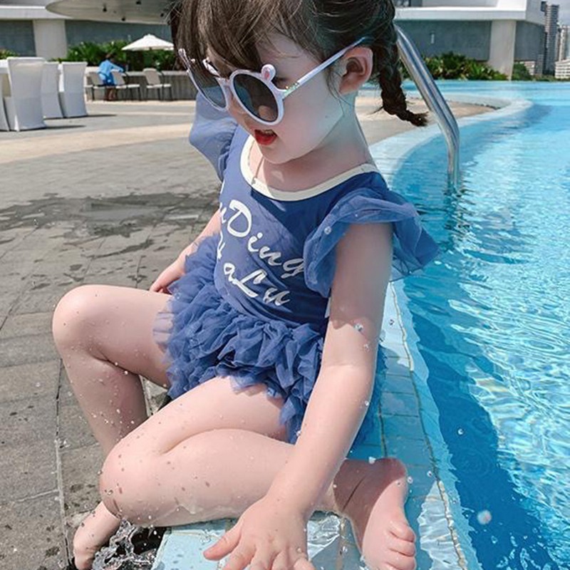 Đồ Bơi Một Mảnh Phối Ren Cho Bé Gái