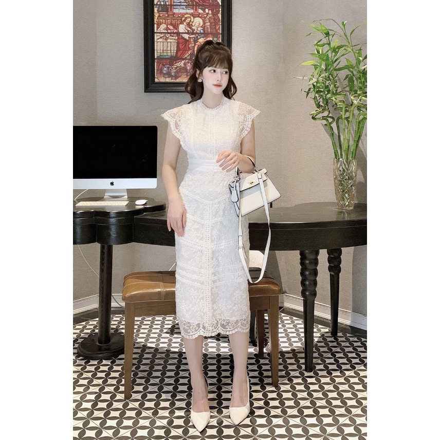 Đầm nữ ren AGITANT body tay cánh tiên may 2 lớp, chất ren giúp tôn dáng, phù hợp đi tiệc, đi chơi - RB300