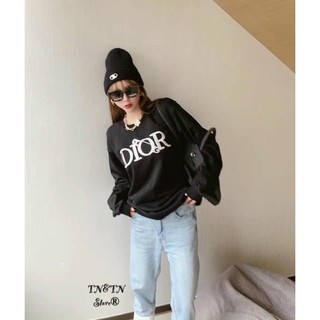 Áo Nỉ Sweater in chữ DIORRR trắng đen [FREESHIP] Áo sweater dày dặn, áo sweater nam nữ đẹp,áo đôi đẹp