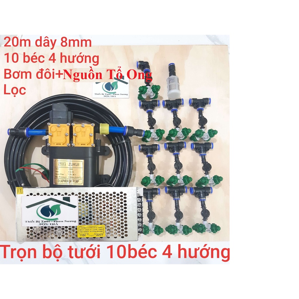 Trọn bộ tưới vườn lan hoặc rau– 10 béc phun sương 4 hướng
