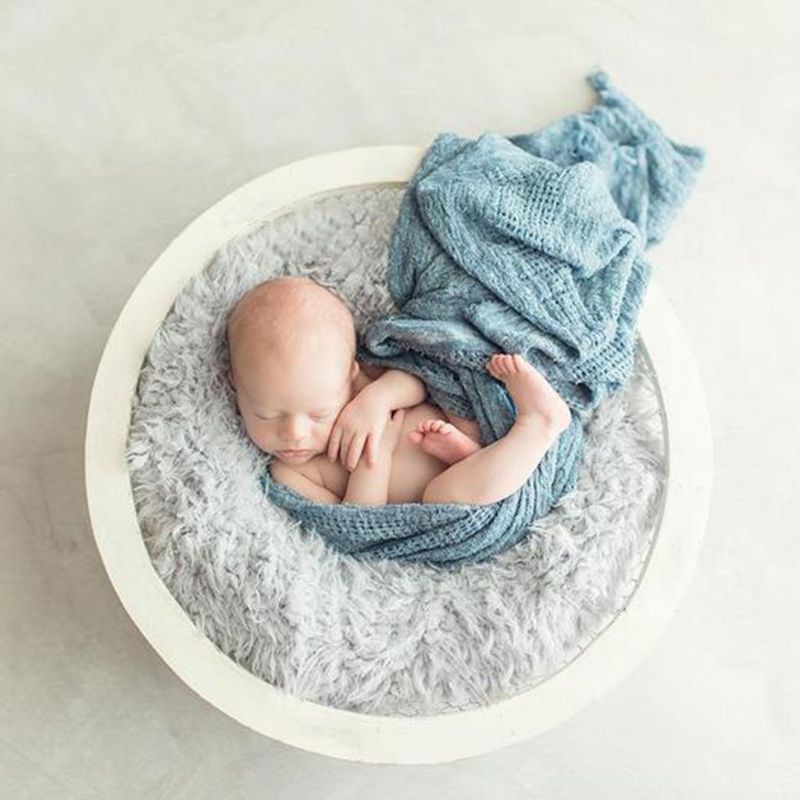 Chăn Dệt Kim Mềm Co Giãn Màu Trơn Dùng Làm Đạo Cụ Chụp Ảnh Cho Bé Sơ Sinh