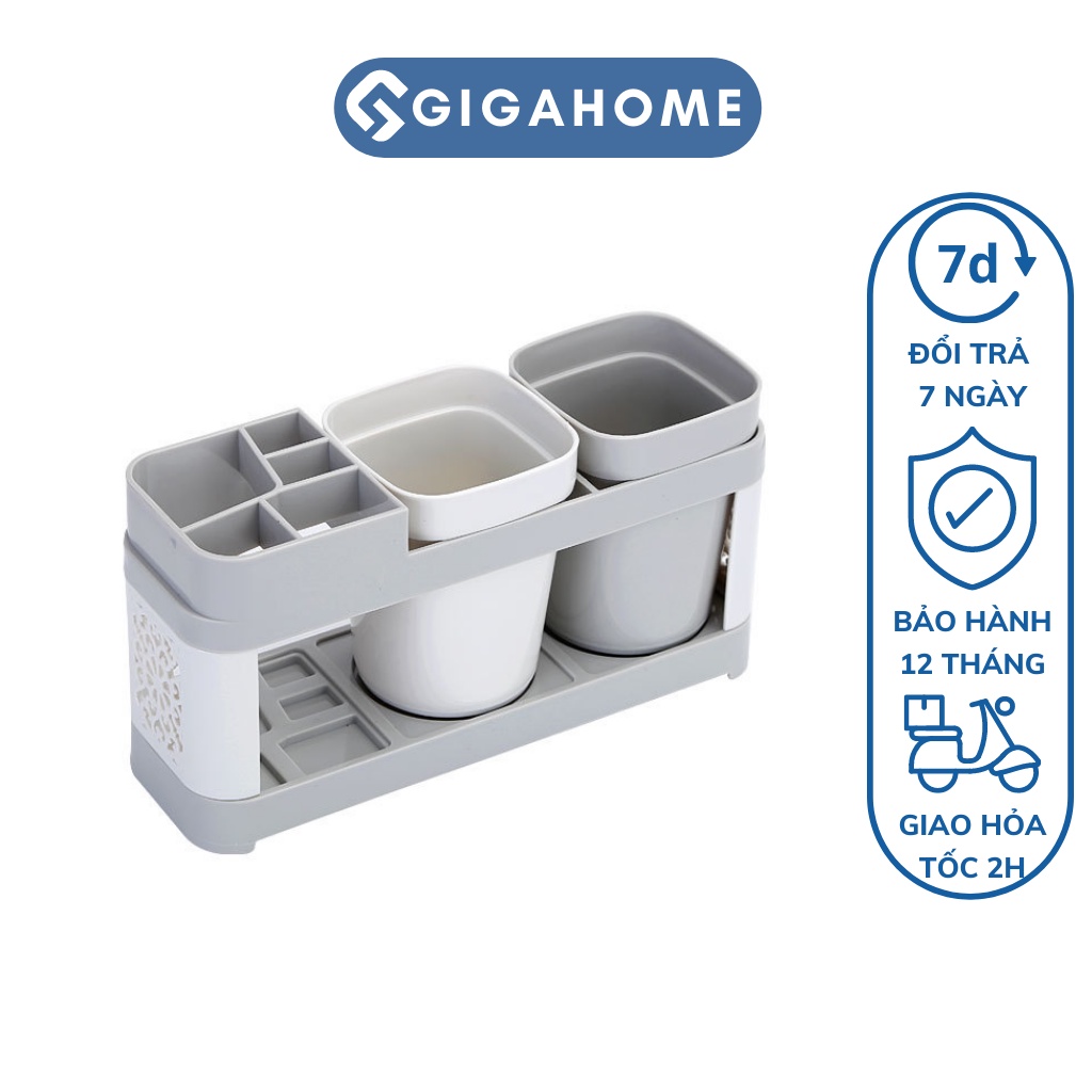 Khay Đựng Bàn Chải Đánh Răng Tặng Kèm 2 Cốc Súc Miệng GIGAHOME Tiện Lợi 9371
