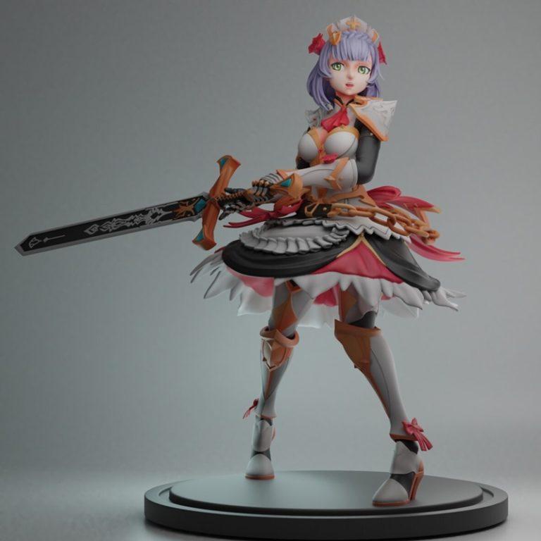 [Dịch Vụ In 3d] Mô Hình Noelle Genshin Impact Bằng Chất Liệu Nhựa Resin - Cao 16 cm