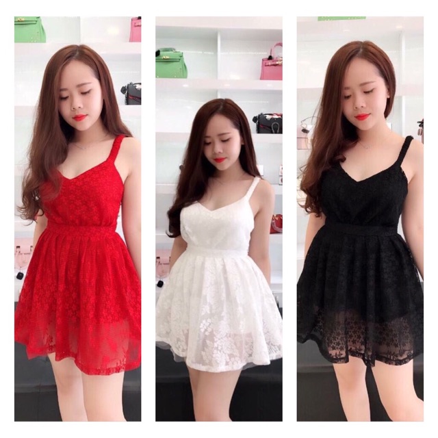 Đầm ren hai dây