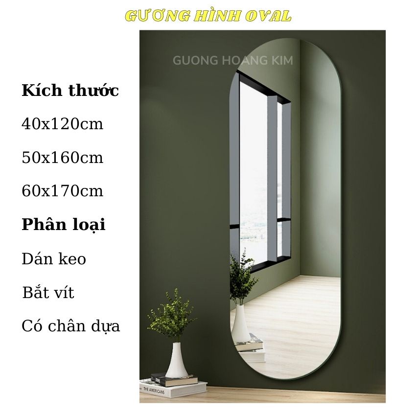 Gương soi toàn thân treo tường, gương đứng có chân dựa, size 50x160cm và 60x170cm guonghoangkim HK5004