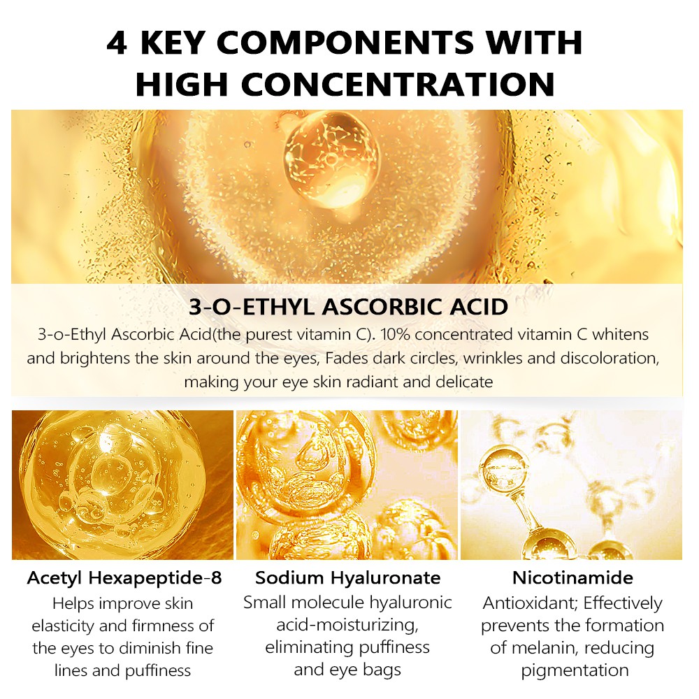 Serum Mắt Vitamin C Vibrant Glamour Chống Lão Hóa/ Nếp Nhăn Mờ Quầng Thâm Giảm Bọng Mắt Dưỡng Ẩm Và Làm Sáng Da 20ml | BigBuy360 - bigbuy360.vn