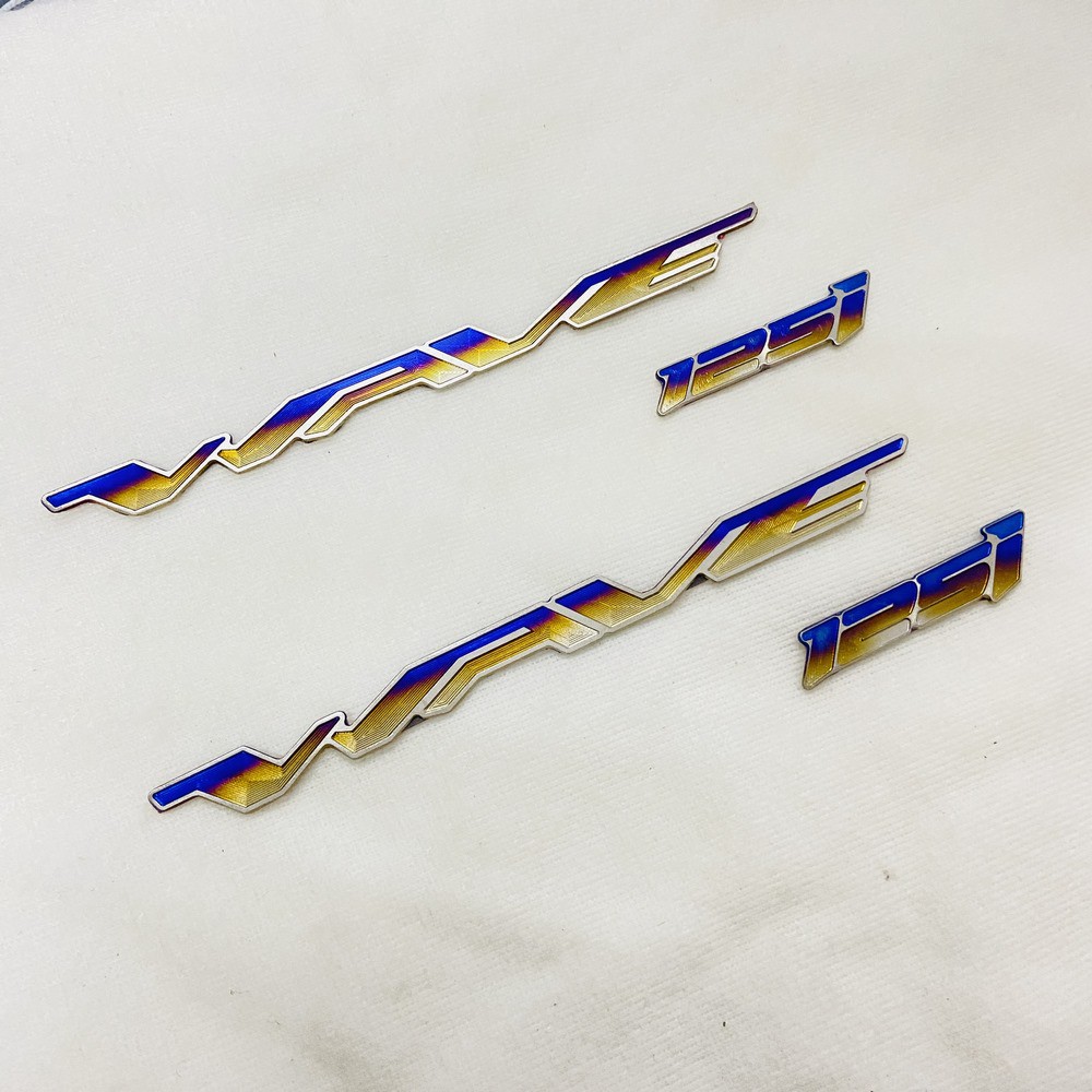 (Chuyên tem xe máy) COMBO cặp tem tên chữ xe máy và cặp tem chữ 125i chất liệu TITAN, keo dán 3M chắc chắn dán trangtri