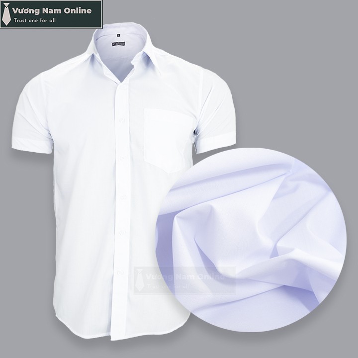 Áo sơ mi nam ngắn tay màu trắng công sở vải kate cao cấp mềm mịn có Video - VƯƠNG NAM | BigBuy360 - bigbuy360.vn