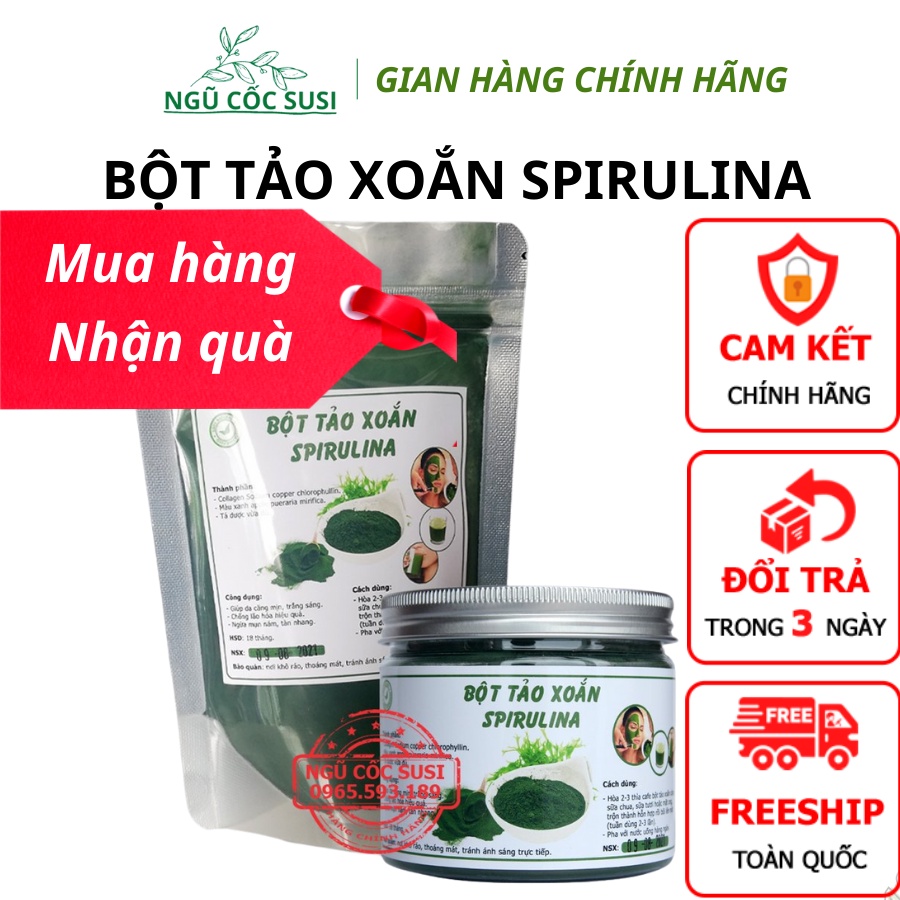 Bột Tảo Xoắn Chính hãng ❤️𝑭𝒓𝒆𝒆𝒔𝒉𝒊𝒑❤️ Bột Tảo Xoắn sấy lạnh tự nhiên loại 20g