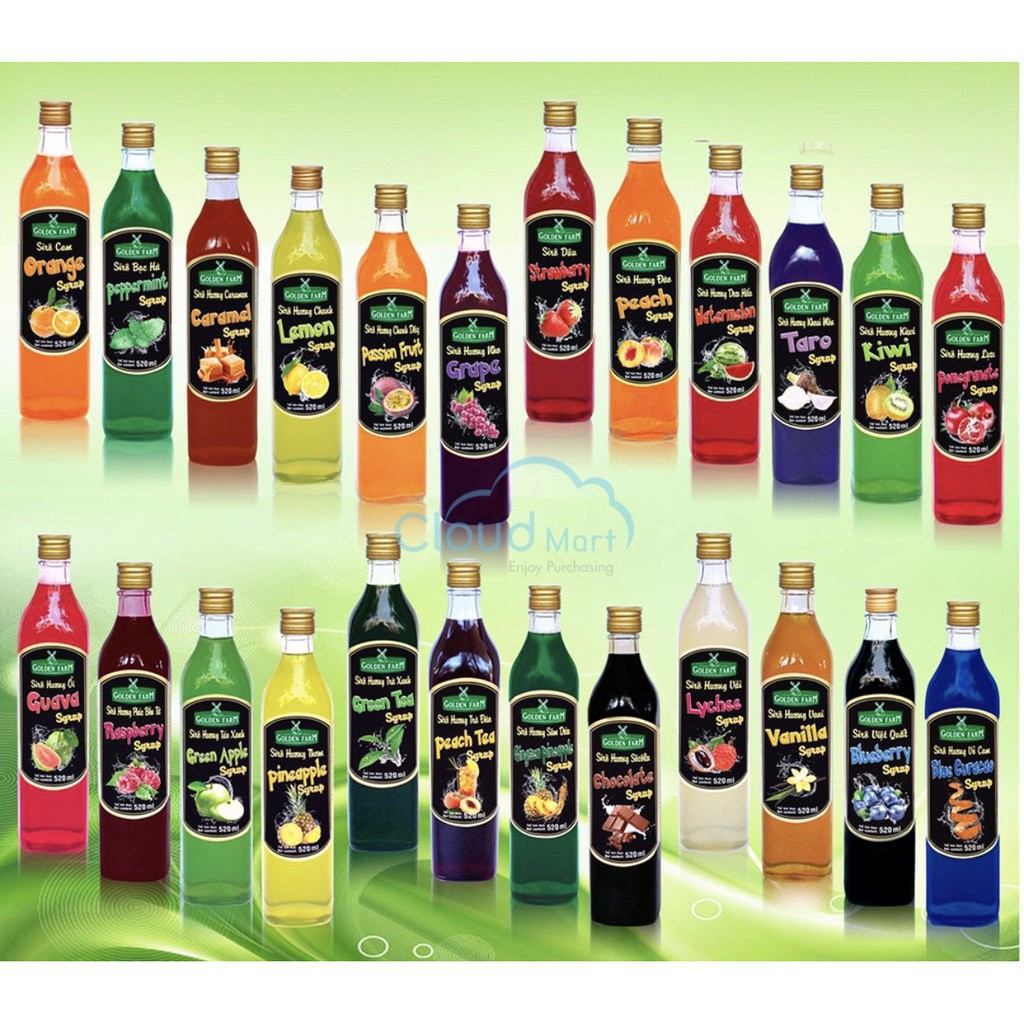 Siro Golden Farm Đủ Mùi Chai Thủy Tinh 520ml