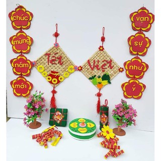 Bánh Chưng, Bánh tét, Dây pháo trang trí tết - trang trí mầm non, tiểu học