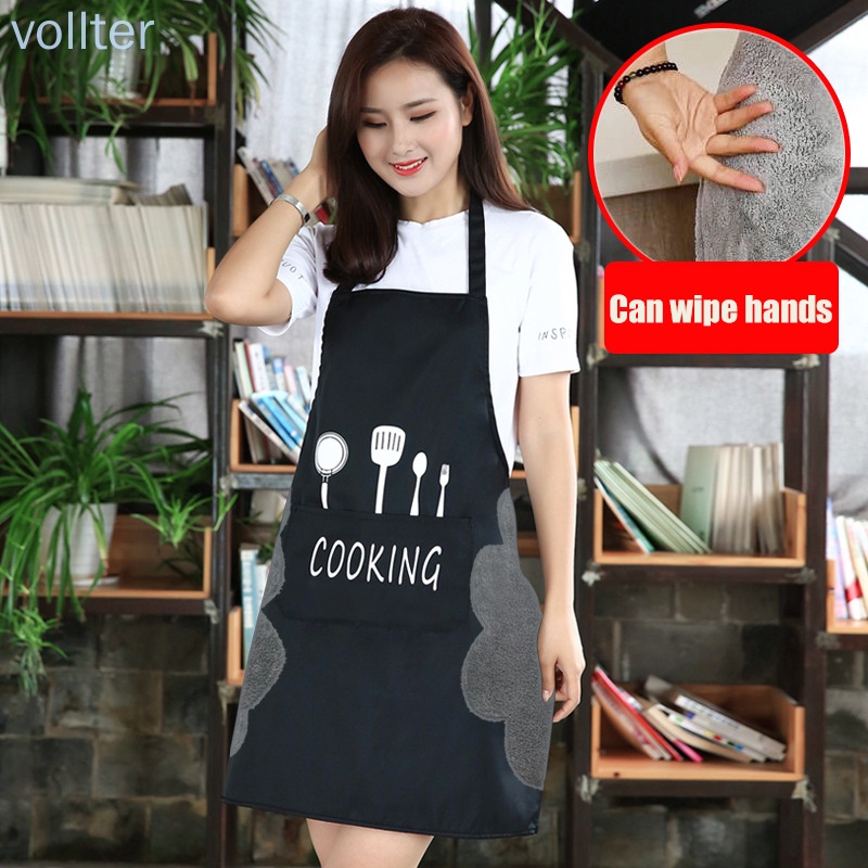 Tạp dề nấu ăn màu đen chống thấm nước chống dầu có túi có thể điều chỉnh