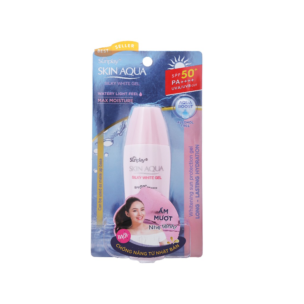 Gel chống nắng dưỡng da trắng mượt Sunplay Skin Aqua Silky White Gel SPF 50+, PA++++ 30g