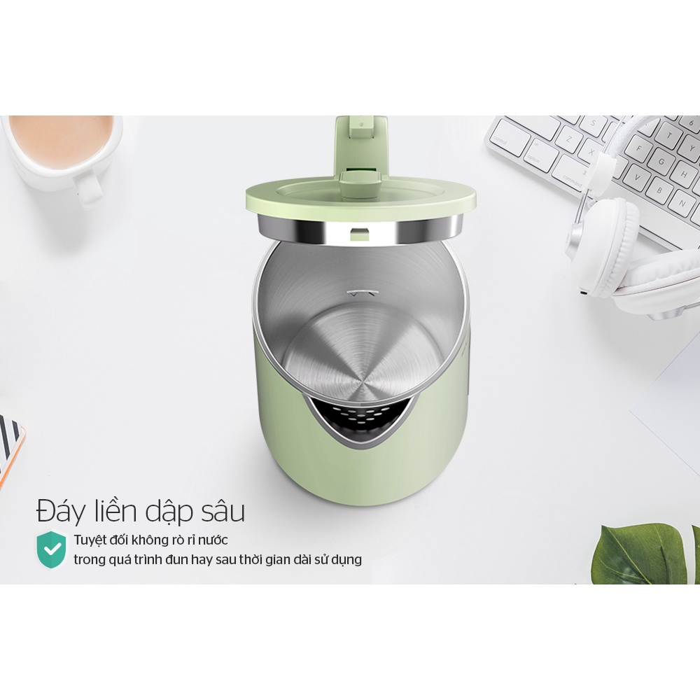Ấm Đun Nước Sêu Tốc- Ấm Siêu Tốc INOX 2 Lớp Cao Cấp 1.8L SUNHOUSE SHD1353-Bảo hành 12 tháng