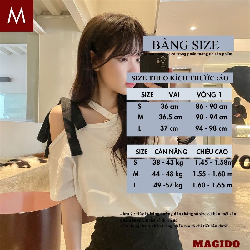 Áo thun nữ buộc nơ vai tiểu thư bánh bèo dễ thương ulzzang chất cottong -MAGIDO