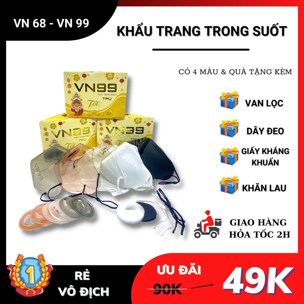 [HÀNG LOẠI I ] Khẩu trang trong suốt , khẩu trang nhựa thời gian 3D Mask nhựa dẻo TPU VN99