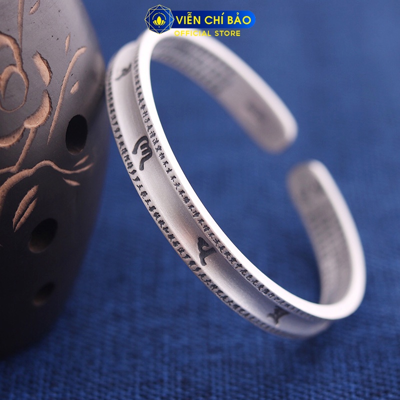 Kiềng tay bạc nữ Lục Tự Thần Chú chất liệu bạc Thái 925 thời trang phụ kiện trang sức Viễn Chí Bảo L000420