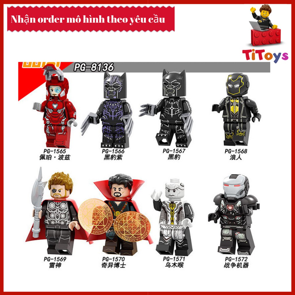 Minifigures các nhân vật siêu anh hùng Marvel : Avenger Infinity War - Đồ chơi Lắp ghép Xếp hình Non Lego PG8136