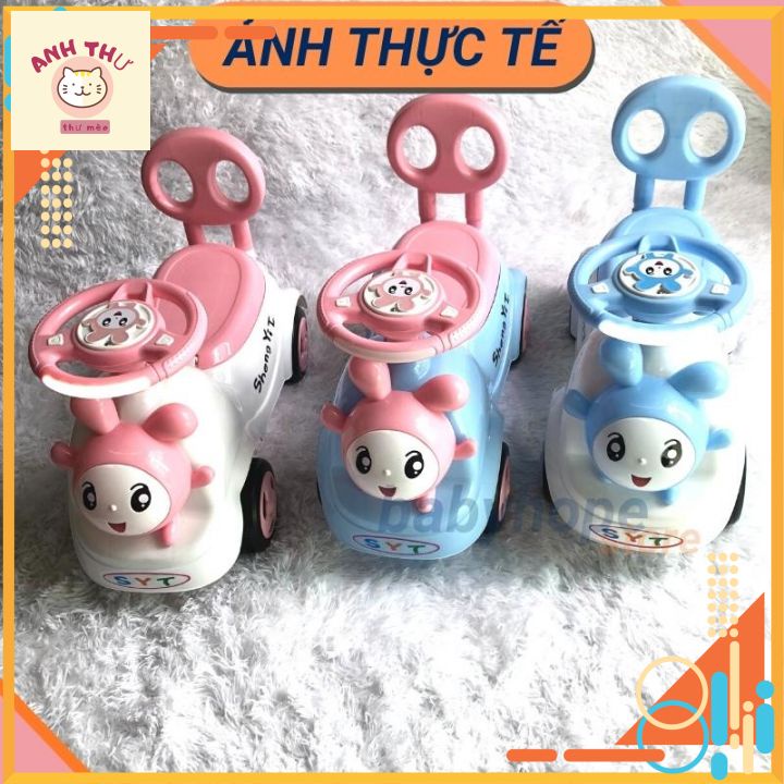 Xe lắc chòi chân hình thỏ cho bé có nhạc có đèn có cốp xe cho bé vui chơi thoả thích .