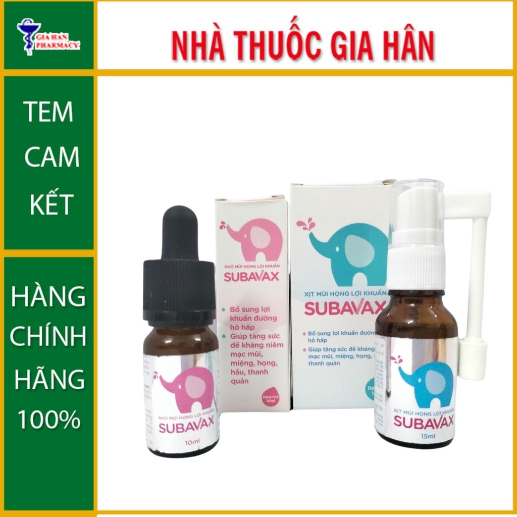 SUBAVAX - Nhỏ Mũi Họng Lợi Khuẩn Tăng Sức Đề Kháng Niêm Mạc Đường Hô Hấp Trên - Hộp 10ml - Gia Hân Pharmacy