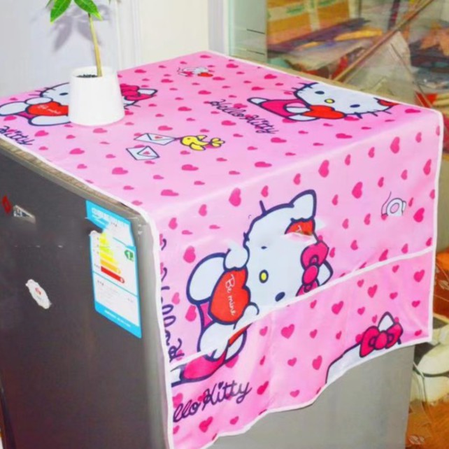 Tấm phủ tủ lạnh XIAODUOJIAJU Hello kitty thiết kế thuật có ngăn túi lưu trữ