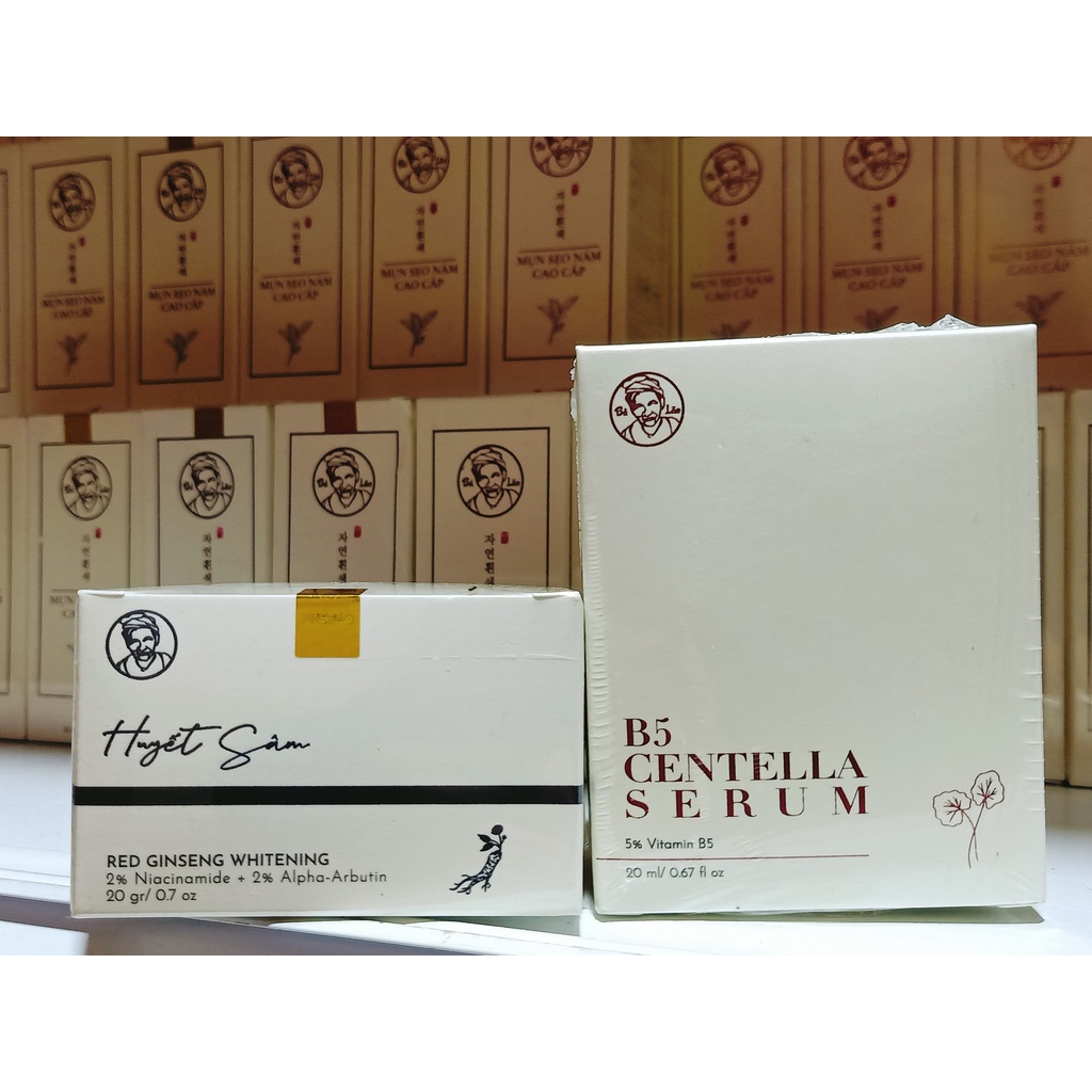 Combo Bà Lão - Kem Huyết Sâm dưỡng trắng sạch nám và Serum dưỡng B5 Centella