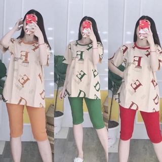 Đồ bộ mặc nhà nữ, sét đồ mặc nhà chất liệu cotton lửng in chữ có size 40-75kg - CT30