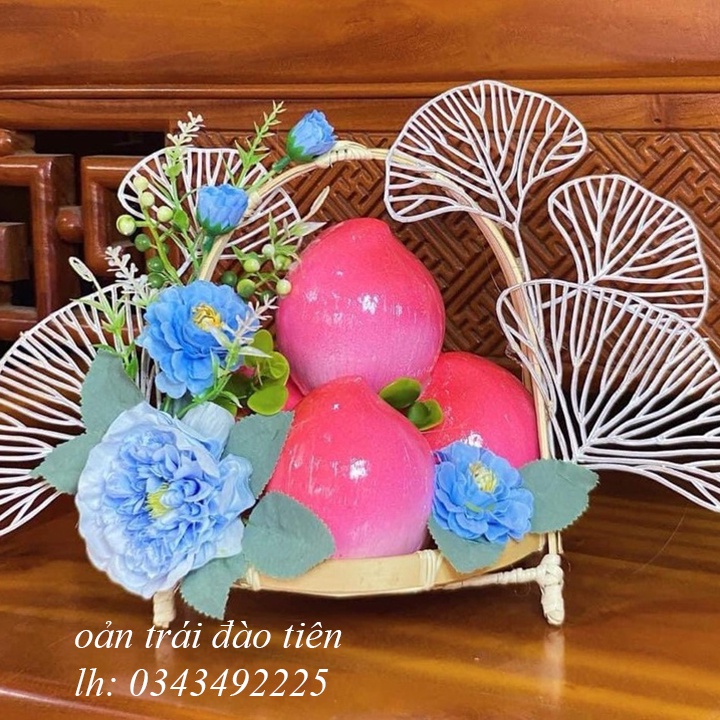 Bánh Oản Đường Hình Trái Đào Tiên Trưng Bày Tết Nguyên Đán Rất Xinh