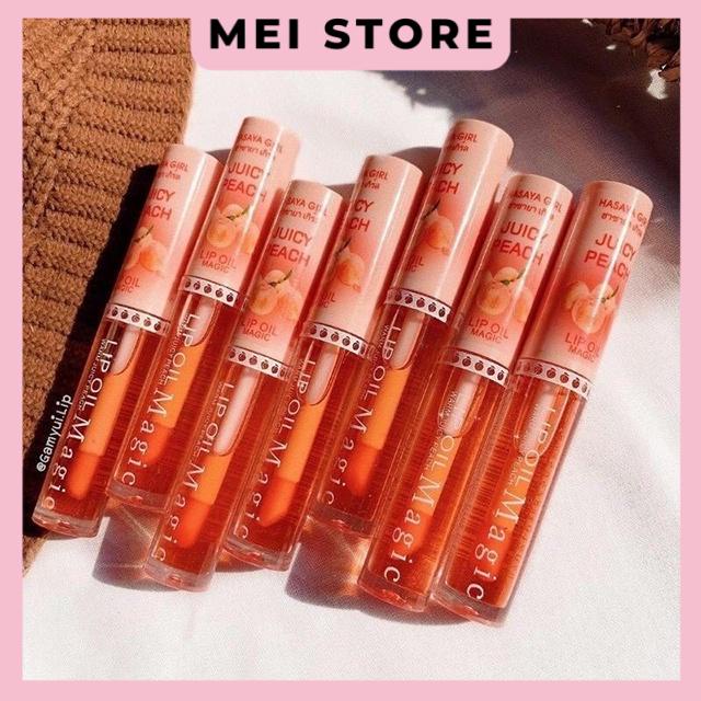 [New] Son Bóng Dưỡng Môi Có Màu Vị Đào Lip Oil Magic Hasaya Girl Chính Hãng Thái Lan