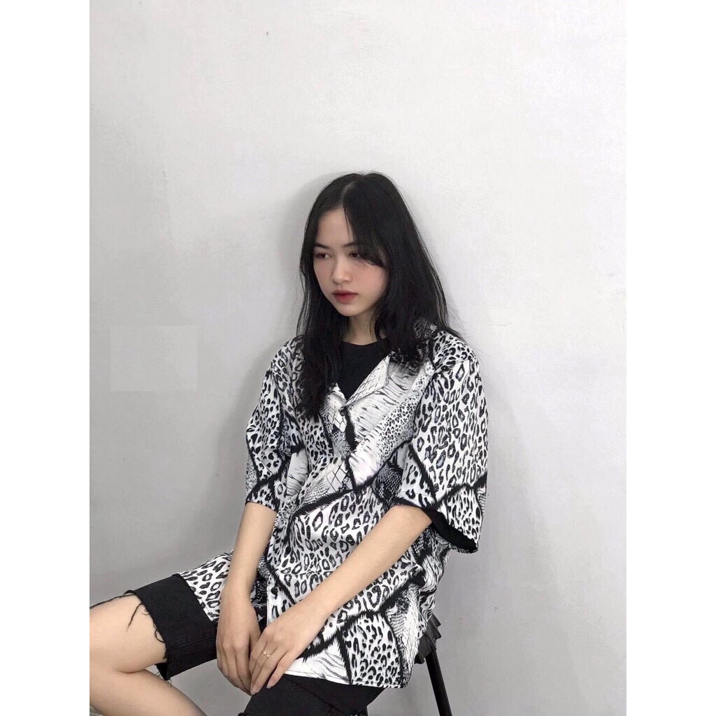 Áo sơ mi cộc tay unisex form rộng họa tiết loang báo (kèm ảnh thật) | BigBuy360 - bigbuy360.vn