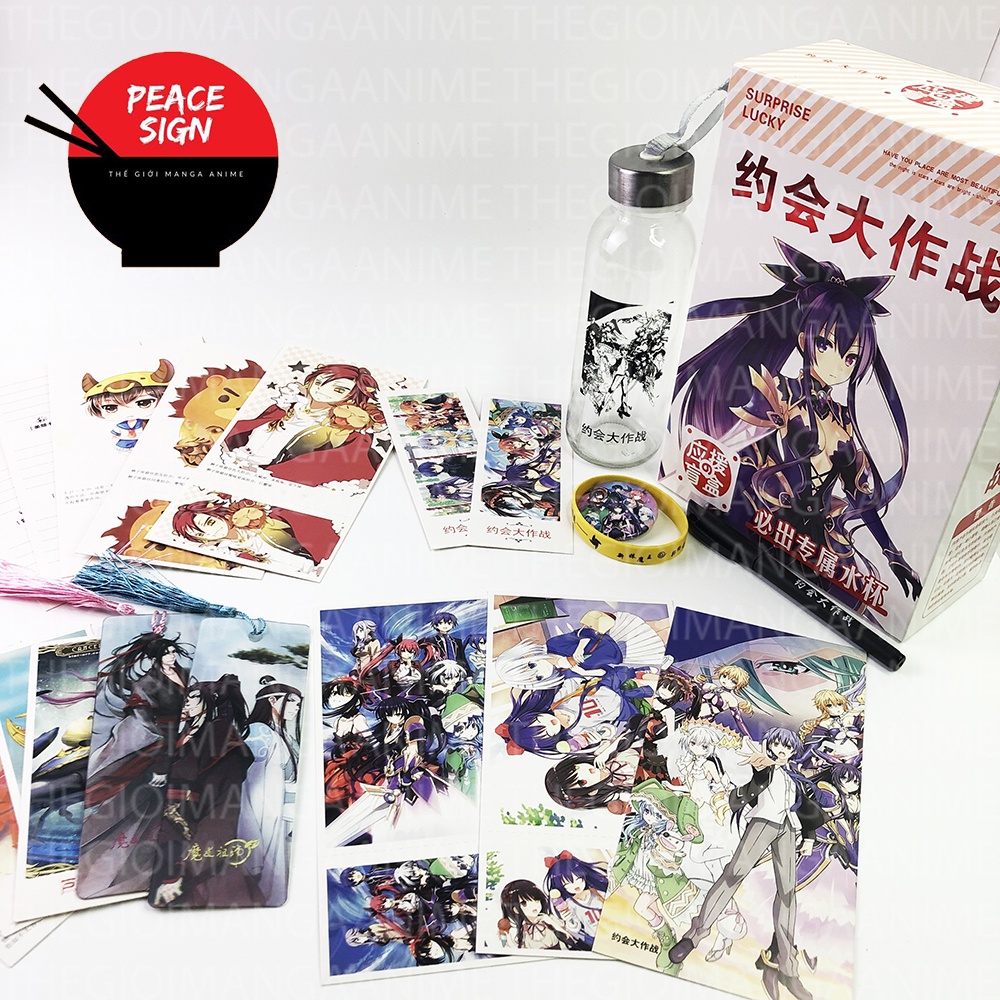 (150) Hộp quà tặng anime DATE A LIVE bình nước bookmark postcard huy hiệu ảnh dán ảnh thẻ poster chibi