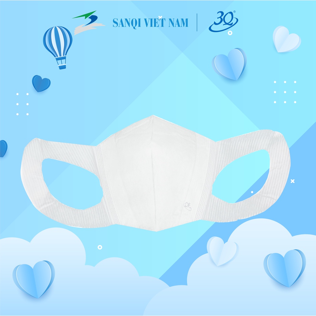 [CHÍNH HÃNG] KHẨU TRANG 3D NGƯỜI LỚN 3Q KHÁNG KHUẨN - KHẨU TRANG 3D SET 1 BỊCH 10 CÁI ( MÀU TRẮNG ) SIZE L