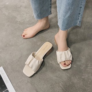 Dép cao gót 5cm da nhún siêu mềm êm chân- guốc cao gót 5cm quai nhún gót vuông-xưởng giày nữ