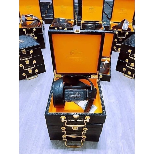 THẮT LƯNG DA CÁ SẤU HỘP ĐEN CAO CẤP